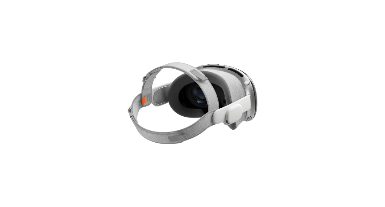 De Apple Vision Pro schuin van achteren De Apple Vision Pro schuin van achteren