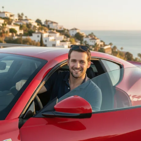 Gerrit van Velzen, oprichter van VR-bril.nl, aan de kust bij Marbella