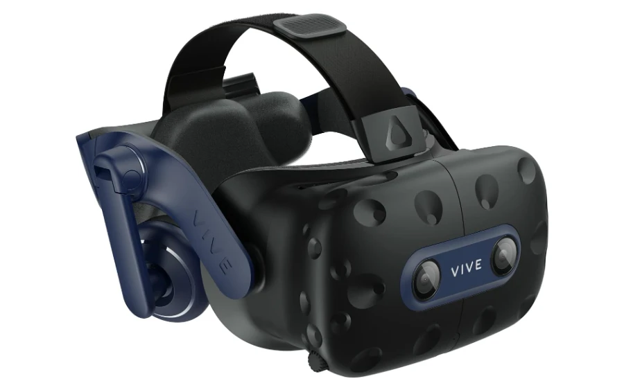 De HTC Vive Pro 2 schuin van voren De HTC Vive Pro 2 schuin van voren