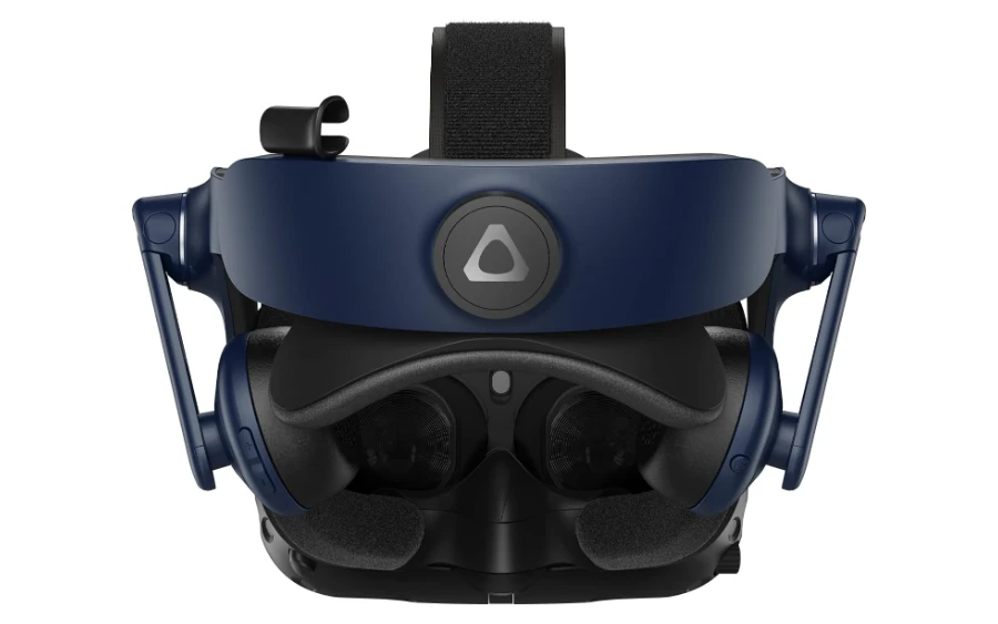 De lenzen en hoofdband van de HTC Vive Pro 2 De lenzen en hoofdband van de HTC Vive Pro 2
