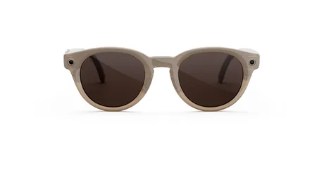 Meta Nova in Sandstone met glazen in chocolate, recht van voren