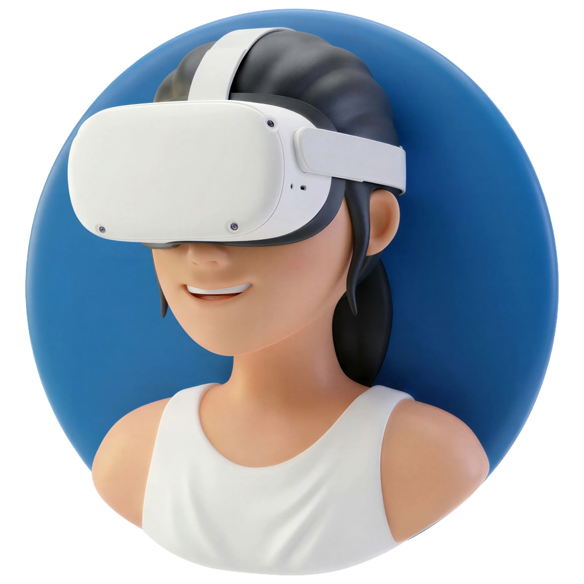 Illustratie van een vrouw met de Meta Quest 2 VR bril op