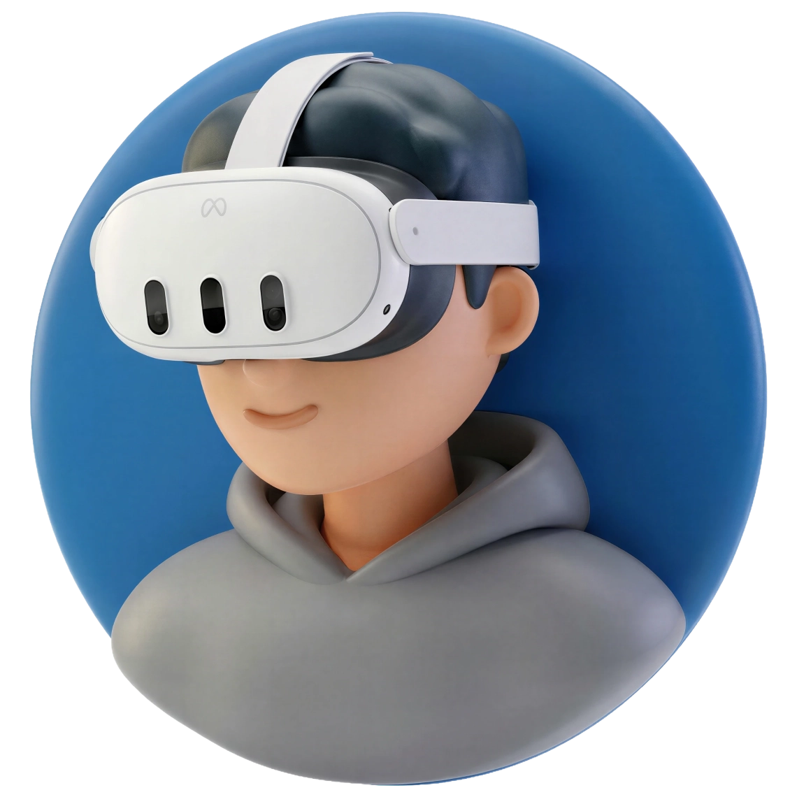 Illustratie van een man met de Meta Quest 3 VR bril op