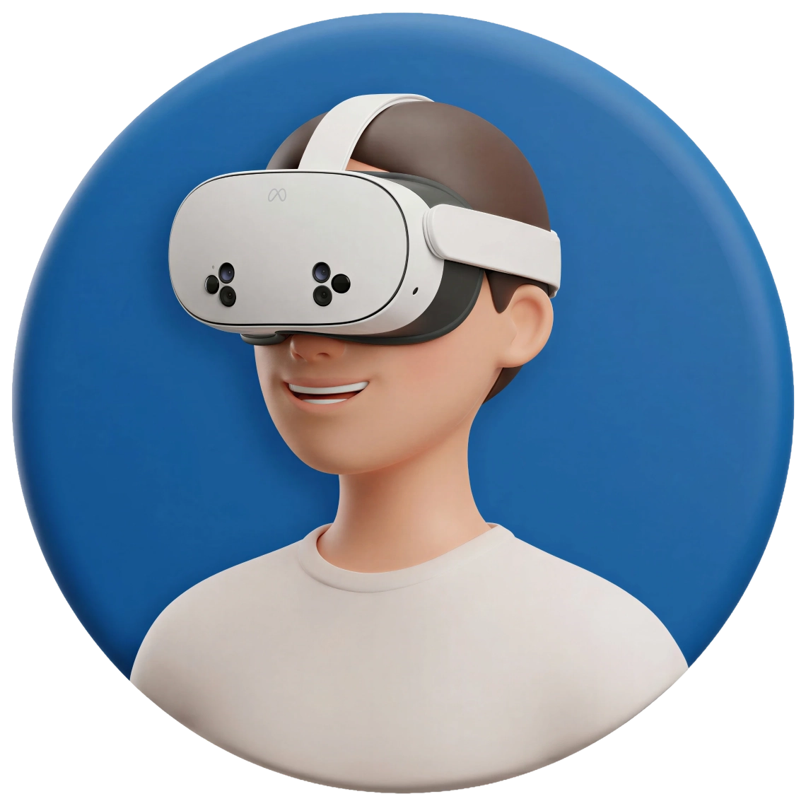 Illustratie van een man met de Meta Quest 3S VR bril op