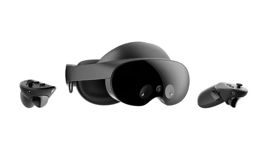 De Meta Quest Pro met de twee Touch Pro-controllers uit de doos