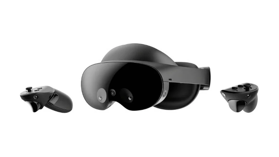 De Meta Quest Pro met beide Touch Pro-controllers, vooraanzicht