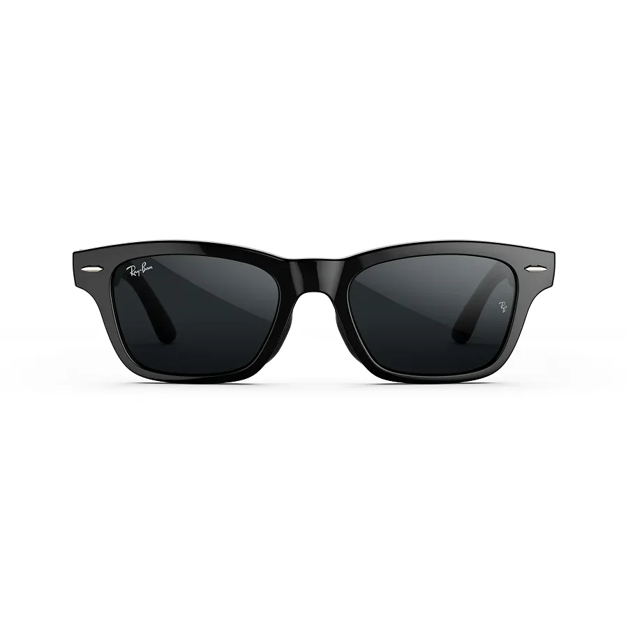 Ray-Ban Meta Audio Burbank, uitvoering glanzend zwart met grijze Transitions-glazen, recht van voren