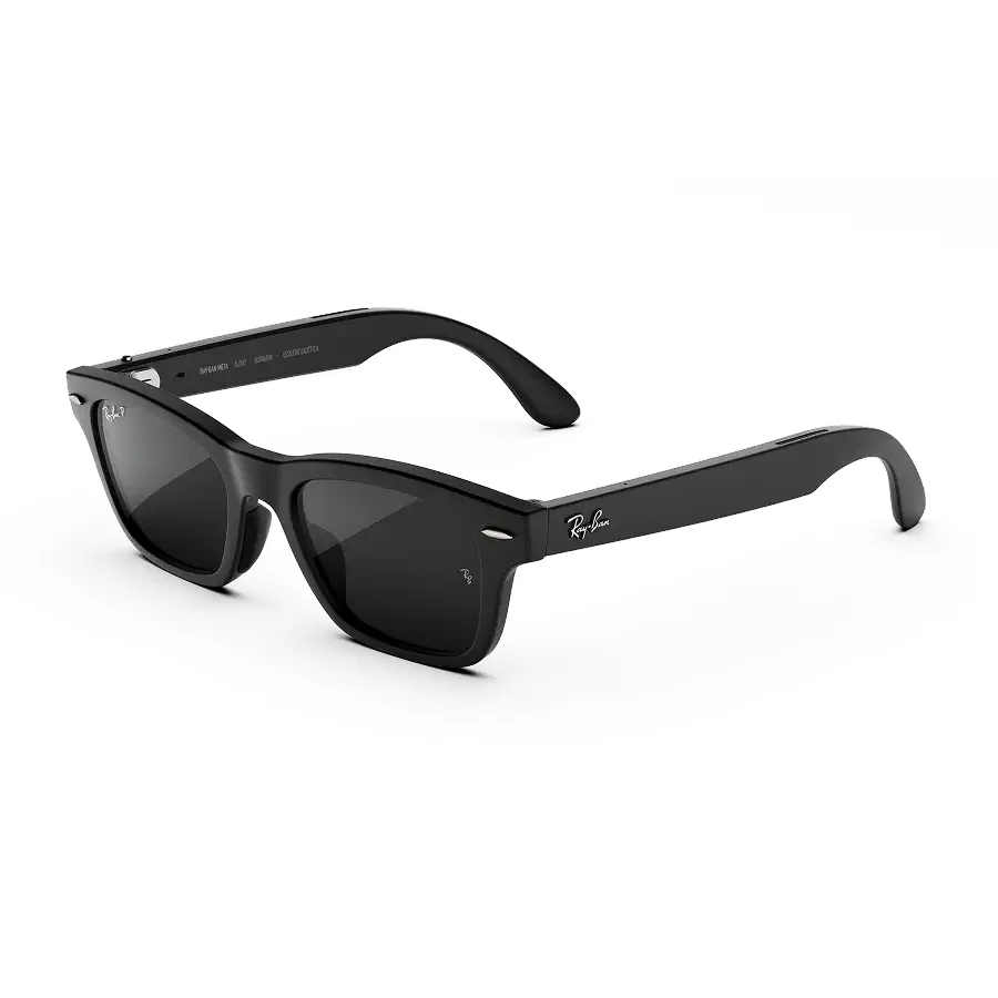 Ray-Ban Meta Audio Burbank in mat zwart met gepolariseerde grijze glazen, van links