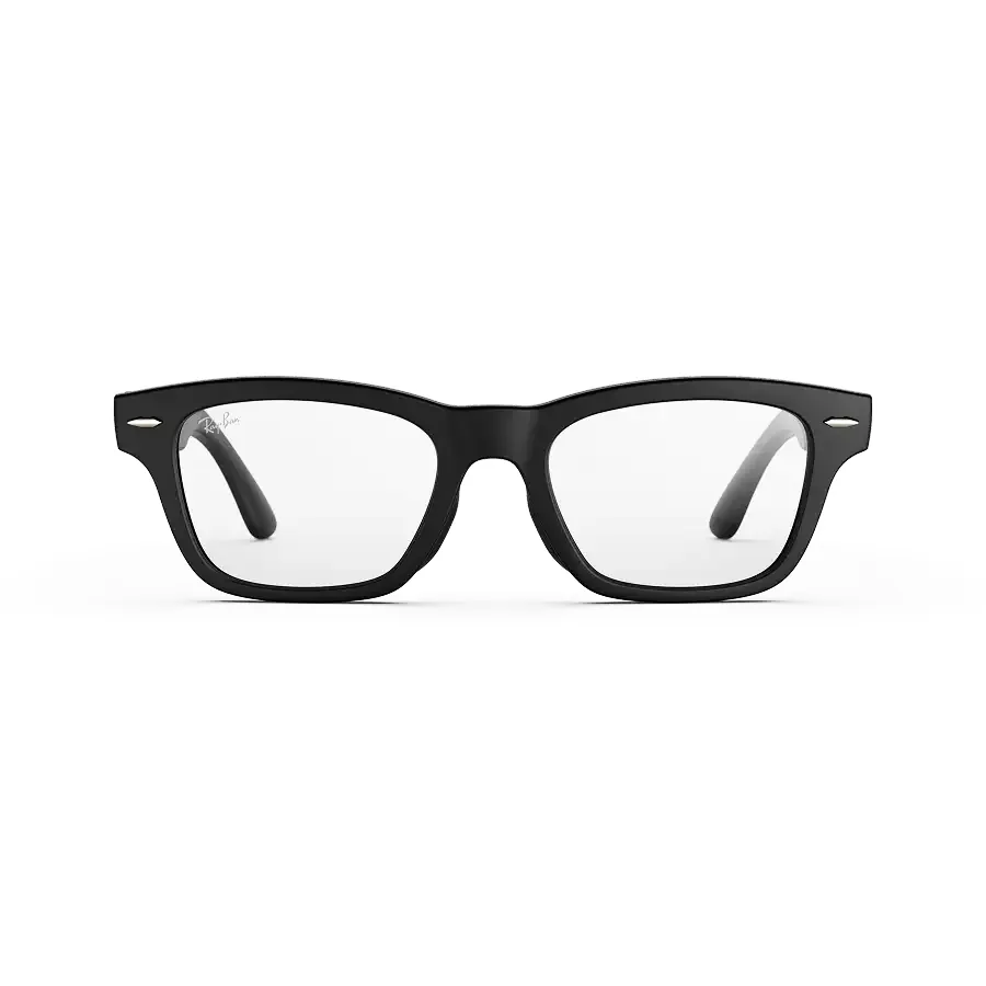 Ray-Ban Meta Audio Burbank, uitvoering mat zwart op warm zilver met heldere glazen, recht van voren