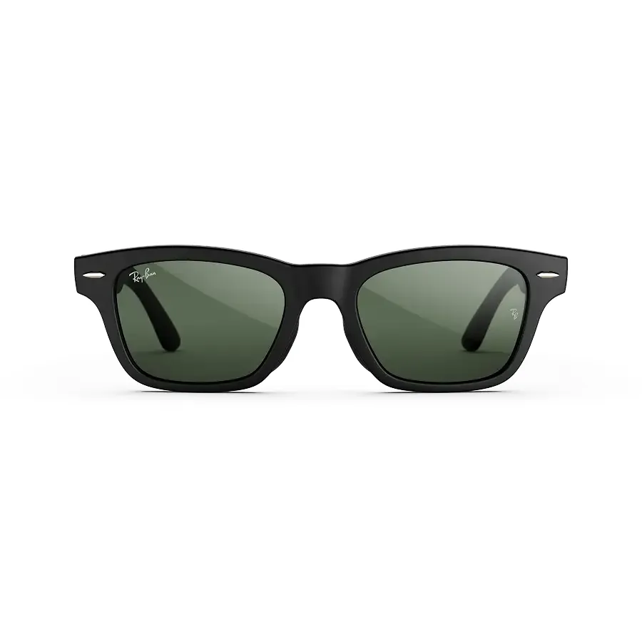 Ray-Ban Meta Audio Burbank, uitvoering mat zwart op warm zilver met Transitions-glazen in grafietgroen, recht van voren