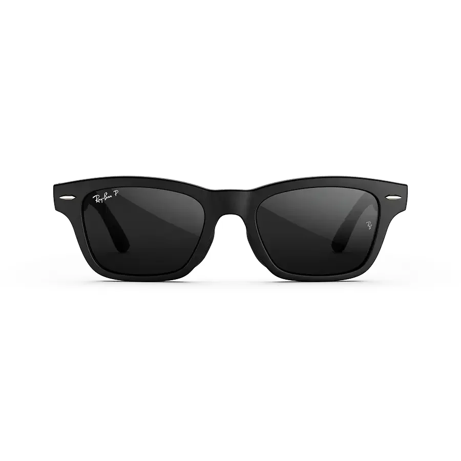 Ray-Ban Meta Audio Burbank in mat zwart met gepolariseerde grijze glazen, recht van voren