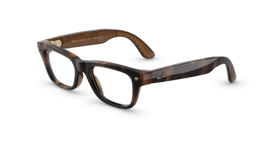 Ray-Ban Meta Blayzer Optics in Havana met Clear-glazen, van links
