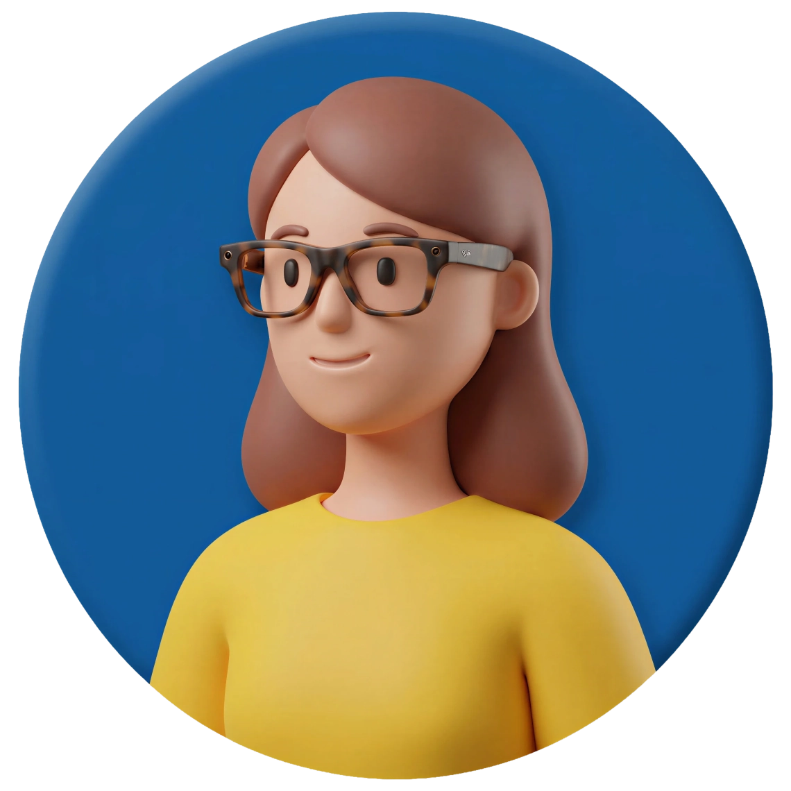 Illustratie van een vrouw met de Ray-Ban Meta Blayzer op: bruin montuur met donkere glazen