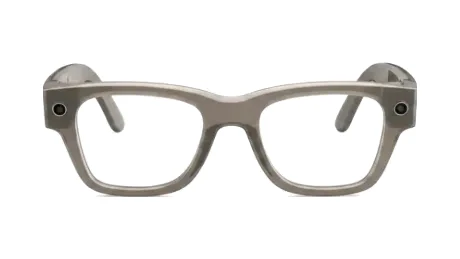 Meta Ray-Ban Display in Shiny Sand met heldere glazen, recht van voren