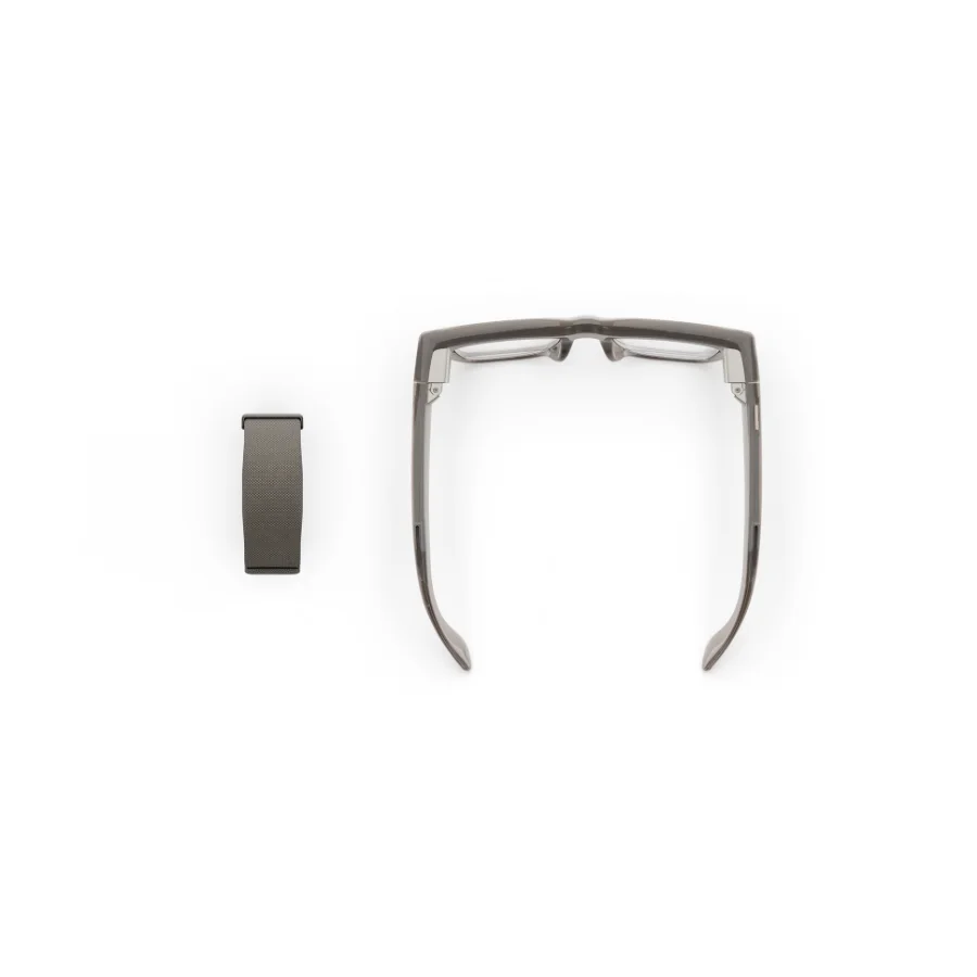 meta ray ban display Meta Ray-Ban Display in Shiny Sand met Transitions-glazen, van boven naast de grijze Neural Band