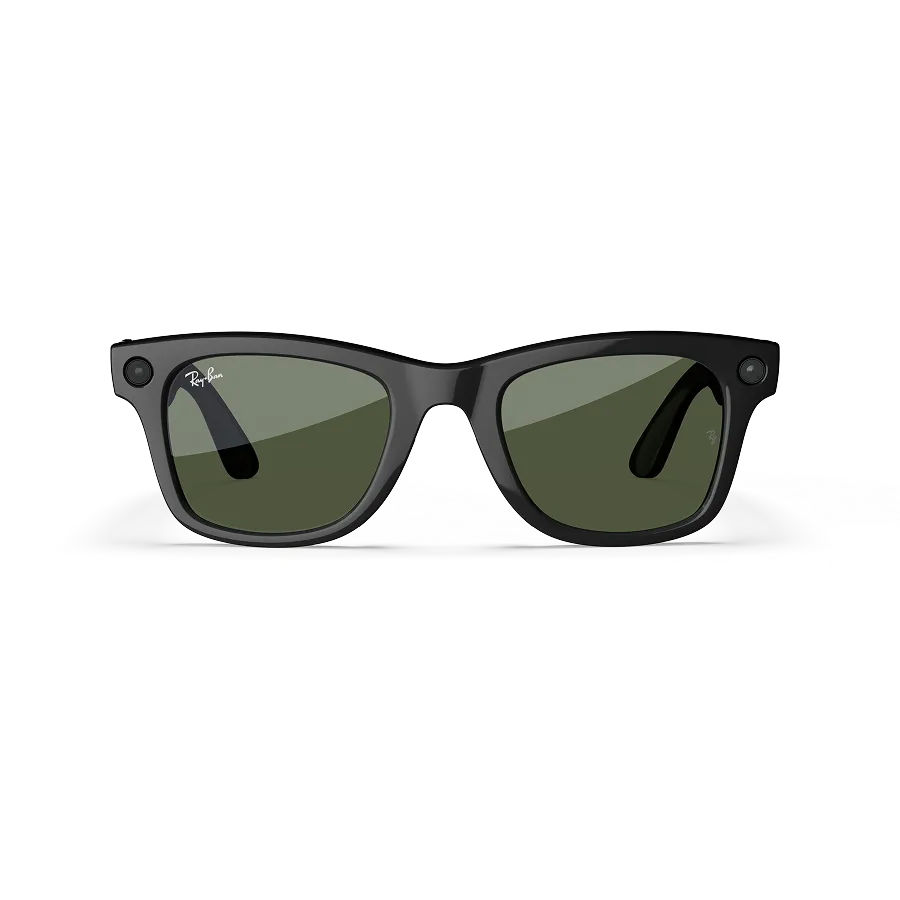 rayban meta 2 Ray-Ban Meta Wayfarer (gen 2) in Shiny Black met Green-glazen, recht van voren