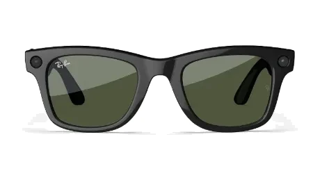 Ray-Ban Meta Wayfarer (gen 2) in Shiny Black met Green-glazen, recht van voren