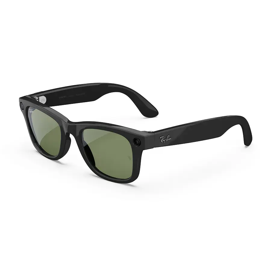 rayban meta wayfarer Ray-Ban Meta Wayfarer (gen 2) in Shiny Black met Green-glazen, van links