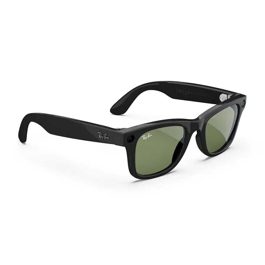ray-ban meta gen 2 Ray-Ban Meta Wayfarer (gen 2) in Shiny Black met Green-glazen, van rechts