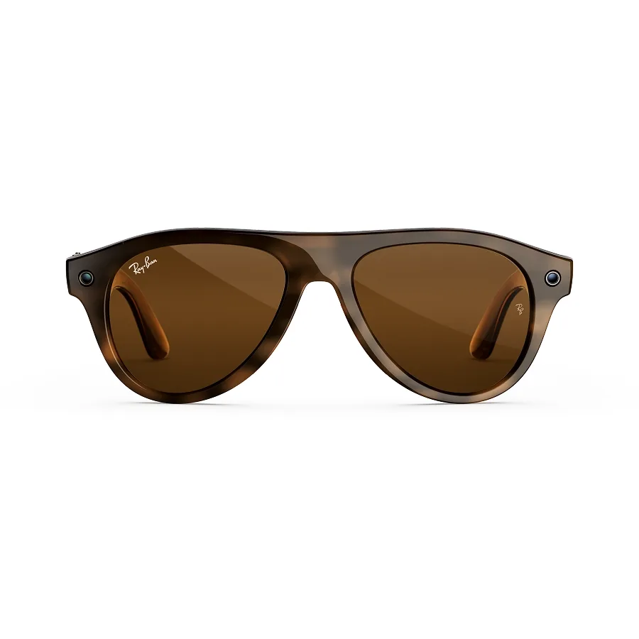 Ray-Ban Meta Aviator (gen 3), uitvoering havana met bruine glazen, recht van voren