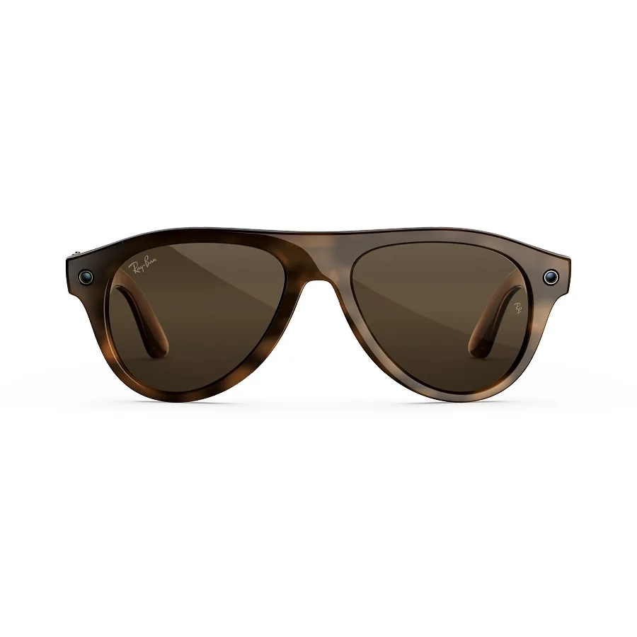 Ray-Ban Meta Aviator (gen 3), uitvoering havana met bruine Transitions-glazen, recht van voren