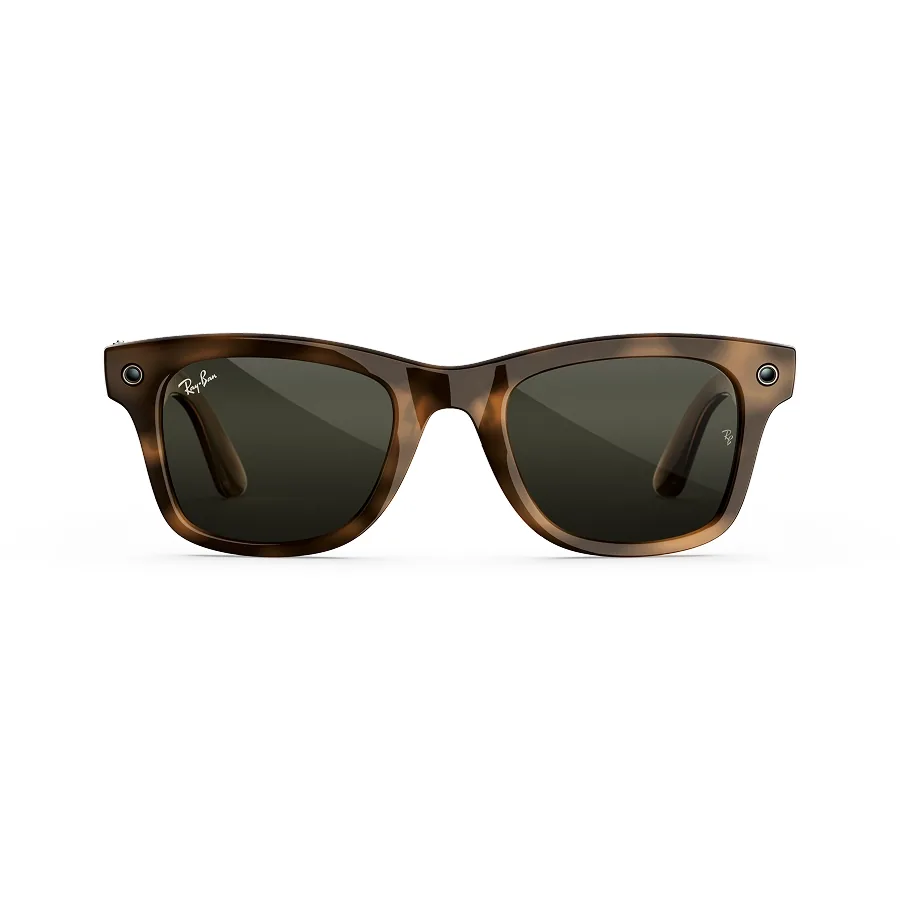 Ray-Ban Meta Wayfarer (gen 3), uitvoering havana met groene glazen, recht van voren