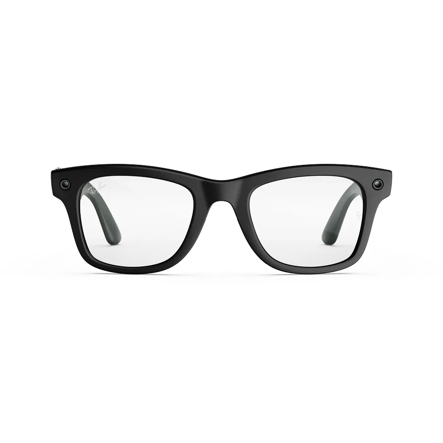 Ray-Ban Meta Wayfarer (gen 3), uitvoering mat zwart met heldere glazen, recht van voren