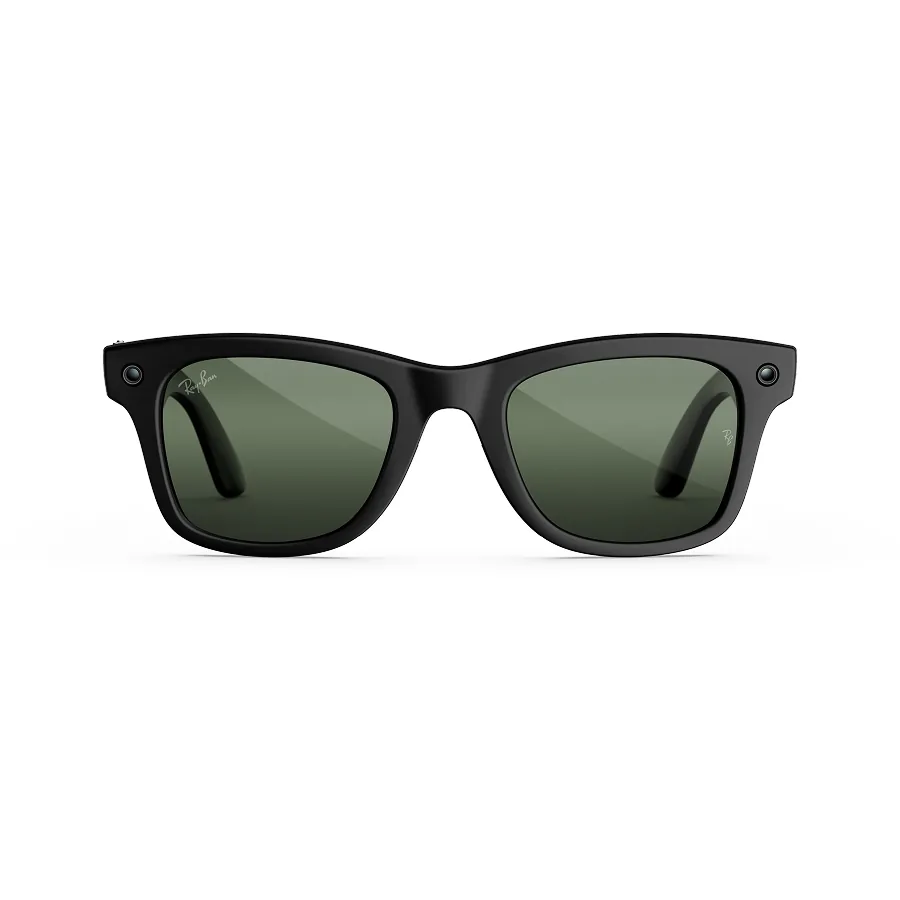 Ray-Ban Meta Wayfarer (gen 3), uitvoering mat zwart met Transitions-glazen in grafietgroen, recht van voren
