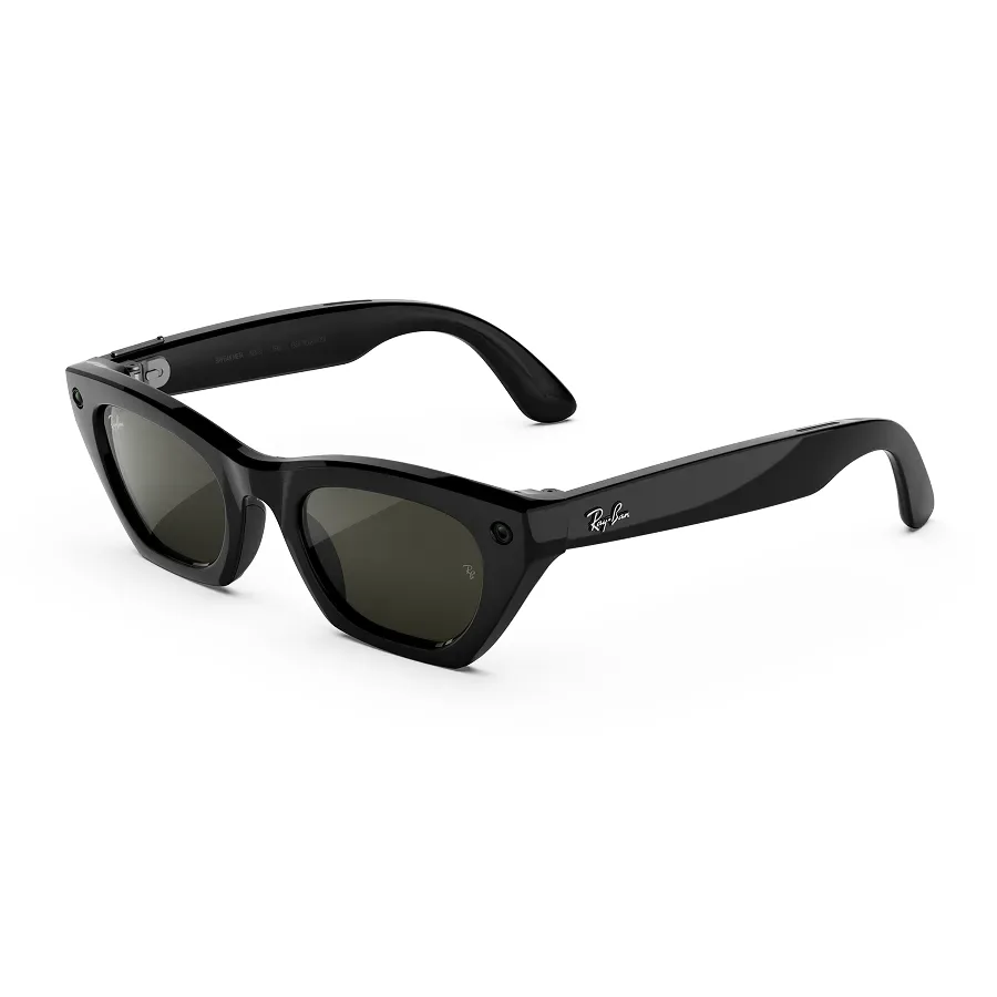 Ray-Ban Meta Zena (gen 3), uitvoering glanzend zwart met gepolariseerde groene glazen, van links