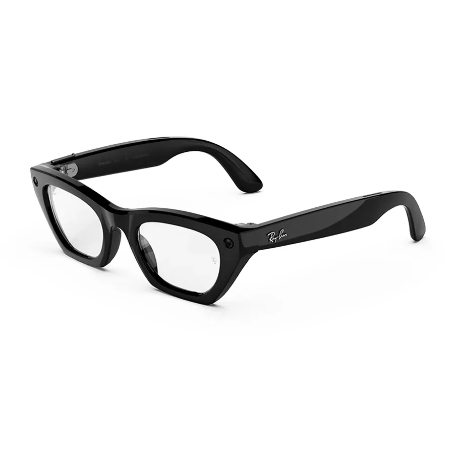 Ray-Ban Meta Zena (gen 3), uitvoering glanzend zwart met heldere glazen, van links