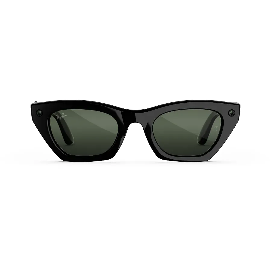 Ray-Ban Meta Zena (gen 3), uitvoering glanzend zwart met Transitions-glazen in grafietgroen, recht van voren