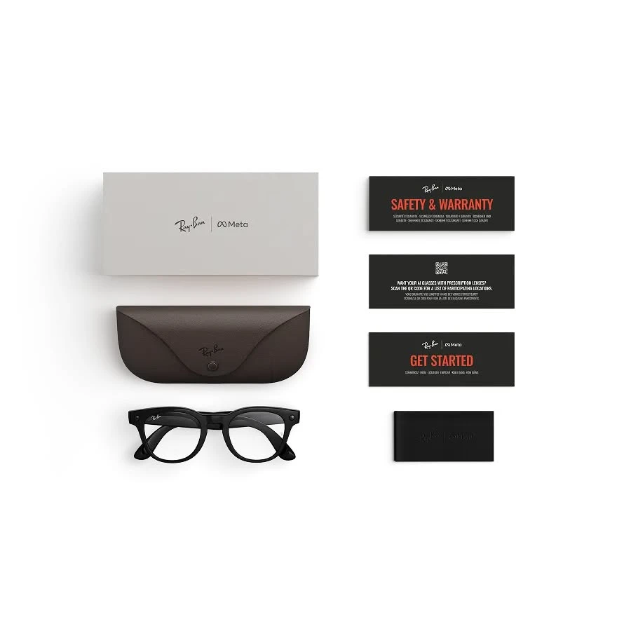 scriber meta Ray-Ban Meta Scriber Optics in Shiny Black met Clear-glazen, met etui, oplaadkabel en documentatie uit de verpakking