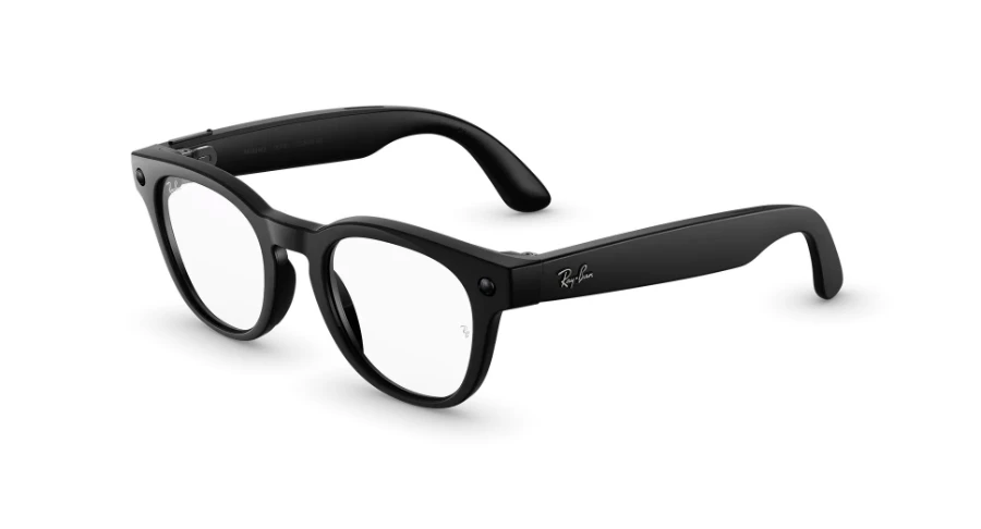 Ray-Ban Meta Scriber Optics in Shiny Black met Clear-glazen, van links