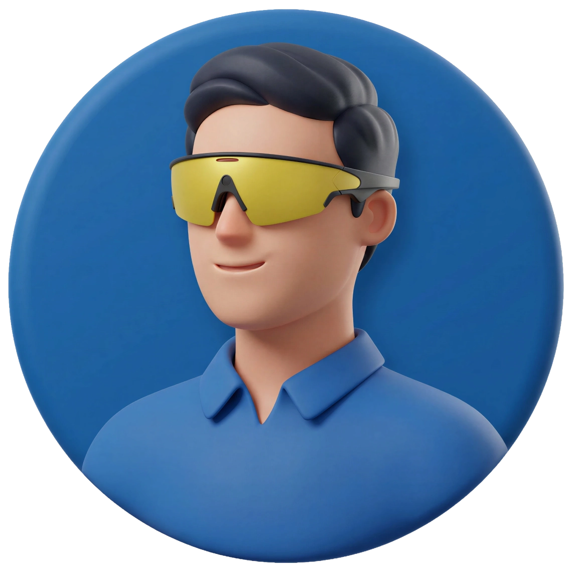 Illustratie van een man met de Oakley Meta Vanguard op: zwart montuur met Prizm 24K-glazen
