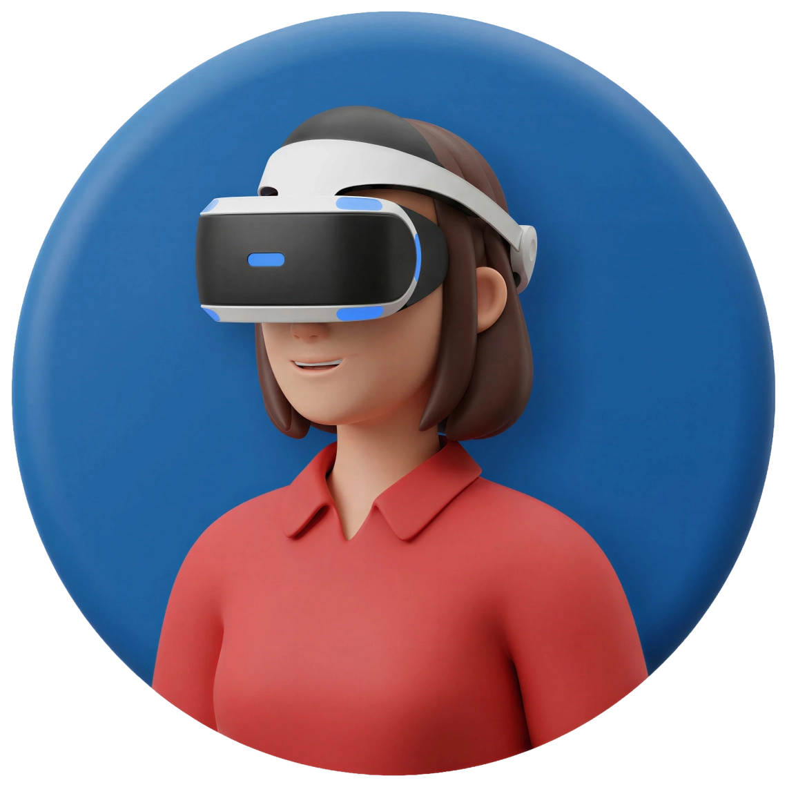 Illustratie van een vrouw met de Sony PlayStation VR bril op