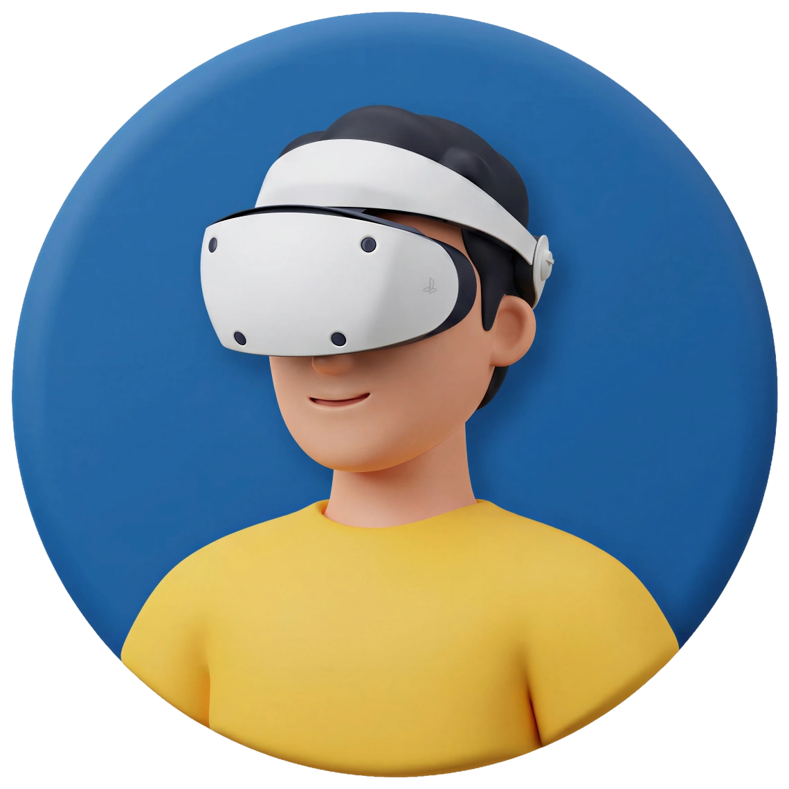Illustratie van een man met de Sony PS VR2 VR bril op