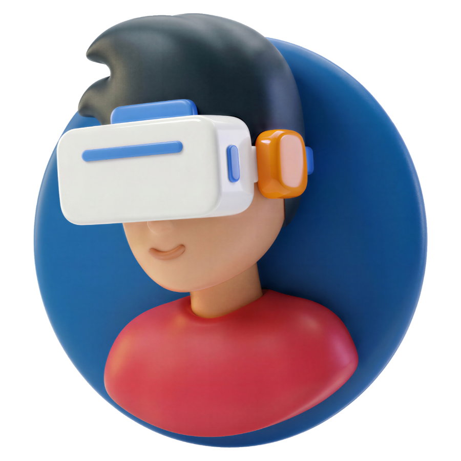 Illustratie van een persoon met een VR bril op