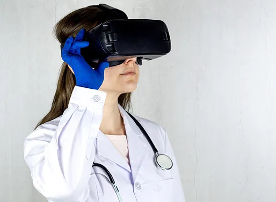 VR bril in gebruik bij een medische toepassing